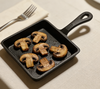 Poêle carrée en fonte pré-assaisonnée, mini poêle à frire en fonte, poêle grill à poignée unique pour œufs, steaks, cuisson domestique et cuisine