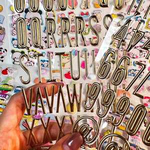Autocollants 3D en acrylique gaufré imperméables pour scrapbooking, décorations colorées en perles et diamants, cadeaux promotionnels en cristal, feuille estampée à chaud - Product Image 6