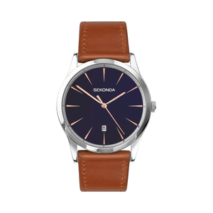 아날로그 클래식 디스플레이 가죽 스트랩 합금 케이스 20mm 밴드 42mm 다이얼 참 <span class=keywords><strong>Sekonda</strong></span> 남성용 쿼츠 시계 - Product Image 1