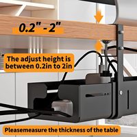 Support de gestion de câbles télescopique réglable sous le bureau, sans perçage, à fixer par pince, panier métallique, OEM disponible