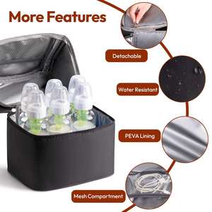 Sac isotherme avec 2 blocs réfrigérants, sac pour tire-lait avec compartiment isotherme, capacité de 6 biberons, sac de voyage double couche pour lait maternel, biberon pour bébé - Product Image 4