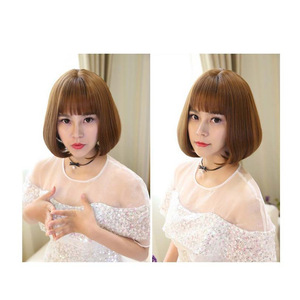 Perruque complète, <span class=keywords><strong>coupe</strong></span> bob mi-longue pour <span class=keywords><strong>femme</strong></span>, cheveux synthétiques, mode européenne et américaine, courte et bouclée vers l'intérieur - Product Image 4