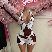 G88888C 2026 Penjualan Musim Panas Wanita Romper Motif Sapi