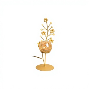 Metal <b>Glass</b> Single Votive T <b>Light</b> <b>Holder</b> Elegant Tabletop Candle Stand for Home Living Room Bedroom Decor - Product Image 1