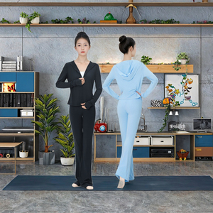 กางเกงเลกกิ้งผ้าสแปนเด็กซ์และแจ็กเก็ตมีฮู้ดชุดโยคะ2ชิ้นสำหรับเด็กวัยรุ่นชุดออกกำลังกายเดย์แดนซ์ - Product Image 3