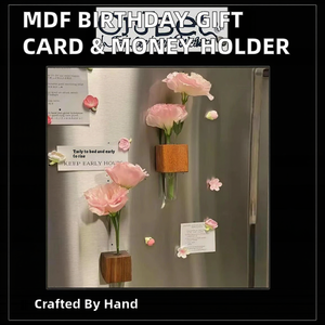 Carte vierge thème fleur écologique en bois pour cadeaux de noël porte-monnaie par sublimation avec gravure - Product Image 2