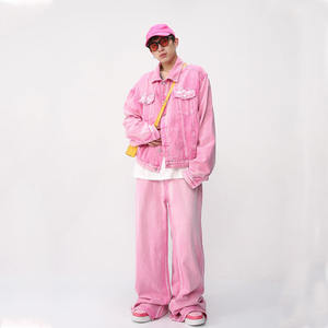 Conjunto de ropa de moda para hombre, ropa de calle vaquera, <span class=keywords><strong>pantalones</strong></span> <span class=keywords><strong>vaqueros</strong></span> con estilo, conjunto de chaqueta y <span class=keywords><strong>pantalones</strong></span> para hombre, venta al por mayor - Product Image 1