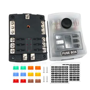12V Automotive Waterproof 6 Way Fuse Holder Auto Blade Fuse Box With Negative Bus Led Indicator For High Bus