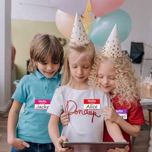 200 Etiquetas de Papel Rectangulares Laminadas con Nombre, Pegatinas Adhesivas Moradas con la Frase 'Hola, Mi Nombre Es', para Oficina/Escuela/Profesores/Correo (35" X - Product Image 3