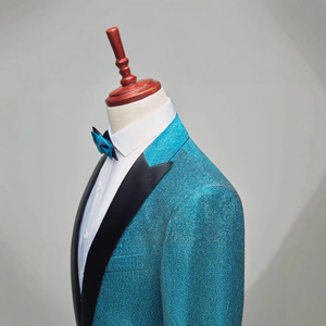Costume de soirée bleu à paillettes pour homme, smoking pour spectacle - Product Image 1