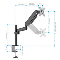 Hotselling nieuwe aluminium bureaustandaard met lange arm en dubbele gasveer voor laptops