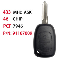 P/N: 91167009 Porte-clés de voiture à distance pour Renault Traffic Master Vivaro Movano Kangoo Interstar 433MHz PCF7946 NE73 VAC102 Blade
