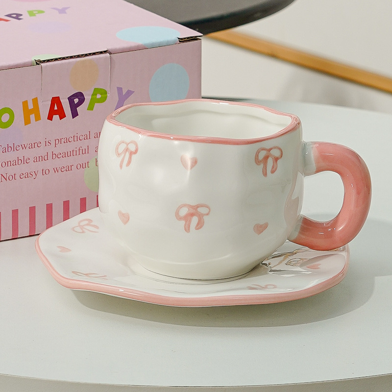 Taza y plato Jl-1060-010d - Trompeta con lazo de amor