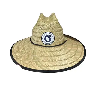 Lifeguard Beach Straw Hat Wholesale Printed Straw A Hat Sunshade Sambrero Surfing Panama Nature Grass Summer Beach Straw Hat