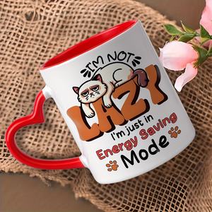 Diytree all'ingrosso divertente tazza di ceramica per gatti addormentati stampata con "non sono pigro sono in modalità risparmio energetico" per regali di compleanno Unisex - Product Image 3