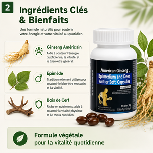 Complemento Alimenticio Vitalite Homme, Ginseng Americano, Epimedium, Gelatina de Asta de Ciervo, 90 Cápsulas - Product Image 2
