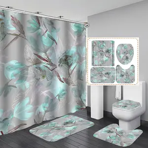 מעצב לעבות הדפסה דיגיטלית פרחים וילונות מקלחת לחדר אמבטיה בד עמיד למים סט וילונות מקלחת ושטיחים