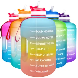 128 oz 1 Gallon water bottle with time marking motivational gym camping hiking drinking jugs customized logo