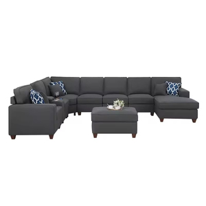 Sofá Moderno de Lino en Forma de U de 7 Plazas, Venta al por Mayor, Desmontable, Mueble de Sala de Estar Esquinero, Tapizado en Tela Segmentada - Product Image 2