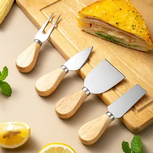 Pho mát Slicer bơ spreader dĩa thép không gỉ Keo Gỗ xử lý 4pcs pho mát Knife Set