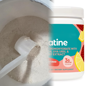 ผงครีเอทีนผสมสำหรับผู้หญิง ออกกำลังกาย 3 กรัม ครีเอทีนโมโนไฮเดรต สารสกัดดอกแดนดิไลออน ยูวาเออร์ซี แครนเบอร์รี่ รสสตรอว์เบอร์รี่ เลมอน - Product Image 2