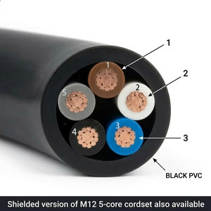 Connecteur M12 5 broches femelle droit/coudé étanche IP67 plaqué or PROFINET IO-Link à âme en cuivre 1m 60V PUR/PVC - Product Image 2