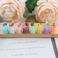 Miniature de tasse à smoothie, jouet décoratif, accessoire de maison de poupée DIY, modèle de tasse de boisson glacée d'été au citron et aux algues, micro-paysage