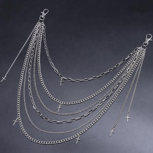 Cadena de cintura multicapa para hombre, estilo hip hop, con colgante de cruz, cadena corporal de aleación de zinc, color blanco K4 Kl01077 - Product Image 1