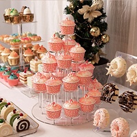 Support à cupcakes en acrylique personnalisé, spirale, multi-étages, base ronde pour fête, mariage