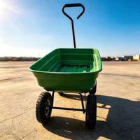 Chariot de jardin robuste de 800 lb en polyéthylène vert avec pneus tout-terrain et poignée en T pour l'aménagement paysager extérieur