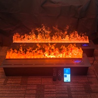 Cheminée d'intérieur moderne autoportante à vapeur d'eau avec humidificateur à flamme LED 3D avec design en acier et bois pour hôtels
