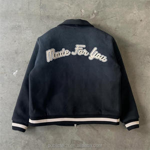 Venta al por mayor de los hombres Zip Up recortada Hip Hop Varsities Custom Letterman Old School Vintage Baloncesto Chaquetas - Product Image 2