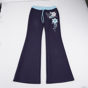 Vintage Floral Colorblock Waist Elastic Drawstring Flared <b>Pants</b> Slim Fit Minimalist Hot Girl Flattering Casual Long <b>Pants</b> - Product Image 6