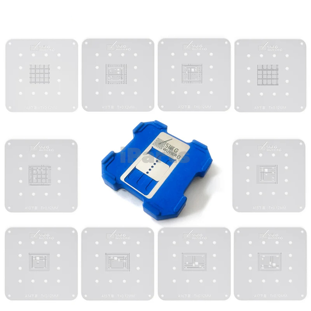 IParts Wuyier G A8~A17 CPU IC BGA Reballing Stencil Platfrom for iPhone 6-15 Pro Max Mainboard Chip Repair Welding Tin Template
