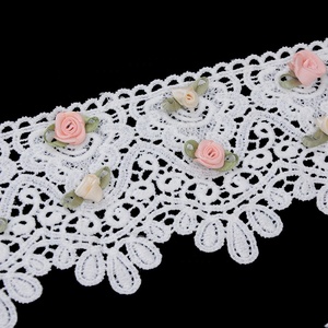 Adornos de Encaje de Poliéster Coloridos y de Alta Calidad, Bordados con Flores <span class=keywords><strong>3D</strong></span> para Vestidos, con Ojales y Parches de Encaje Guipur - Product Image 4