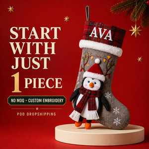Chaussette de Noël brodée en 3D avec motif <span class=keywords><strong>renne</strong></span>, personnalisable avec nom, vente en gros par petites quantités, fournisseur POD - Product Image 5