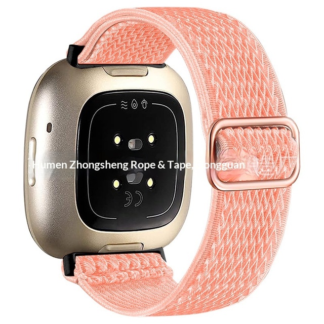 Woven Elastic Band Compatible with for Versa 3/4 Adjustable Single Loop Nylon 22mm Pin Buckle Sports Watch Strap