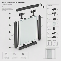 Porte coulissante de balcon en aluminium à rupture de pont thermique, cadre fin de luxe, pour villa moderne, système de porte en verre minimaliste pour patio KD