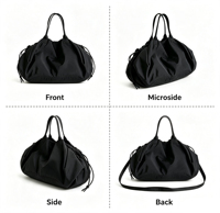 Sac à bandoulière léger en nylon avec cordon de serrage, sac à main décontracté et souple pour le shopping, les activités de plein air et le rangement quotidien