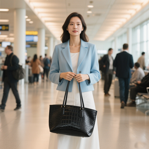 <span class=keywords><strong>Bolso</strong></span> de mano de piel sintética vegana con diseño de cocodrilo personalizado de fabricante, <span class=keywords><strong>bolso</strong></span> de mano, <span class=keywords><strong>bolso</strong></span> de compras <span class=keywords><strong>para</strong></span> mujer con cremallera - Product Image 3