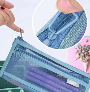 กระเป๋าดินสอไนลอนใสเป็นมิตรต่อสิ่งแวดล้อ<span class=keywords><strong>ม</strong></span>, กระเป๋าใส่ปากกากระเป๋าคู่สำหรับนักเรียนเฉพาะการสอบเครื่องเขียน - Product Image 5