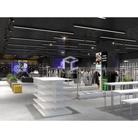 Magasins de chaussures athlétiques pour hommes de marque haut de gamme décoration magasin de vêtements de sport affichage mural t-shirt baskets boutique magasin conception de meubles