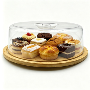 Boîte de rangement pour ustensiles de cuisine avec couvercle en PS, couvercle de conservation alimentaire en bambou, <span class=keywords><strong>plateau</strong></span> de présentation anti-poussière pour gâteaux en bambou - Product Image 6