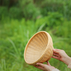 <b>Bamboo</b> Woven Basket Round Handmade Food <b>Container</b> Kitchen Use Traditional Craft - Product Image 2