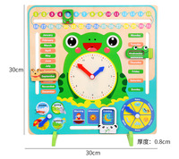 Montessori 7 en 1 saison cognitive pour enfants temps météo jouets éducatifs en bois grenouille calendrier en bois horloge conseil
