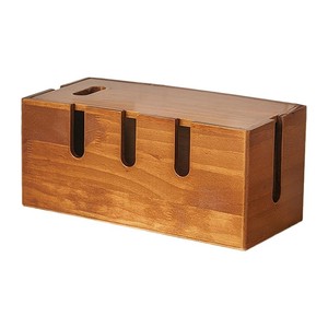 Caja de Almacenamiento de Cables de Madera Maciza, Rectangular, Color Marrón Oscuro, Organizador de Cables, Soporte de Gestión de Cables para Escritorio - Product Image 5