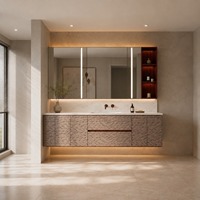 Modern Minimalist Özel Tasarım Banyo Dolabı ve Aynalı Dolap Sistemi, Özel Ölçülerde Yüzer Çekmeceli Depolama Alanı ile