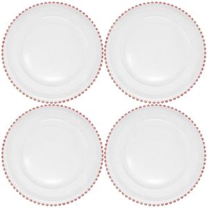 Decoración para Bodas y Eventos, Vajilla, Platos Base de Cristal con Cuentas Doradas - Product Image 2