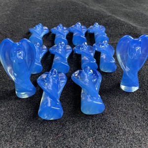 Venta al por mayor azul Opalite tallado Ángel figuritas cristal ángeles para meditación decoración del hogar - Product Image 3