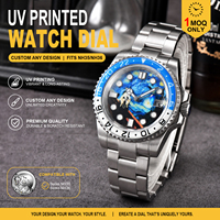 Montre mécanique GMT personnalisée avec cadran tortue de mer, 40 mm, acier inoxydable, montre de plongée tendance, résistante à l'eau 50 bars, automatique et lumineuse